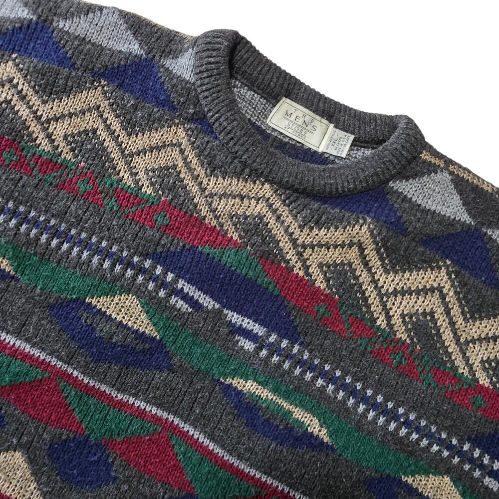 Vintage Sears The Men’s Store Sweater Mens XXL Geometric Aztec Grandpa Knit USA